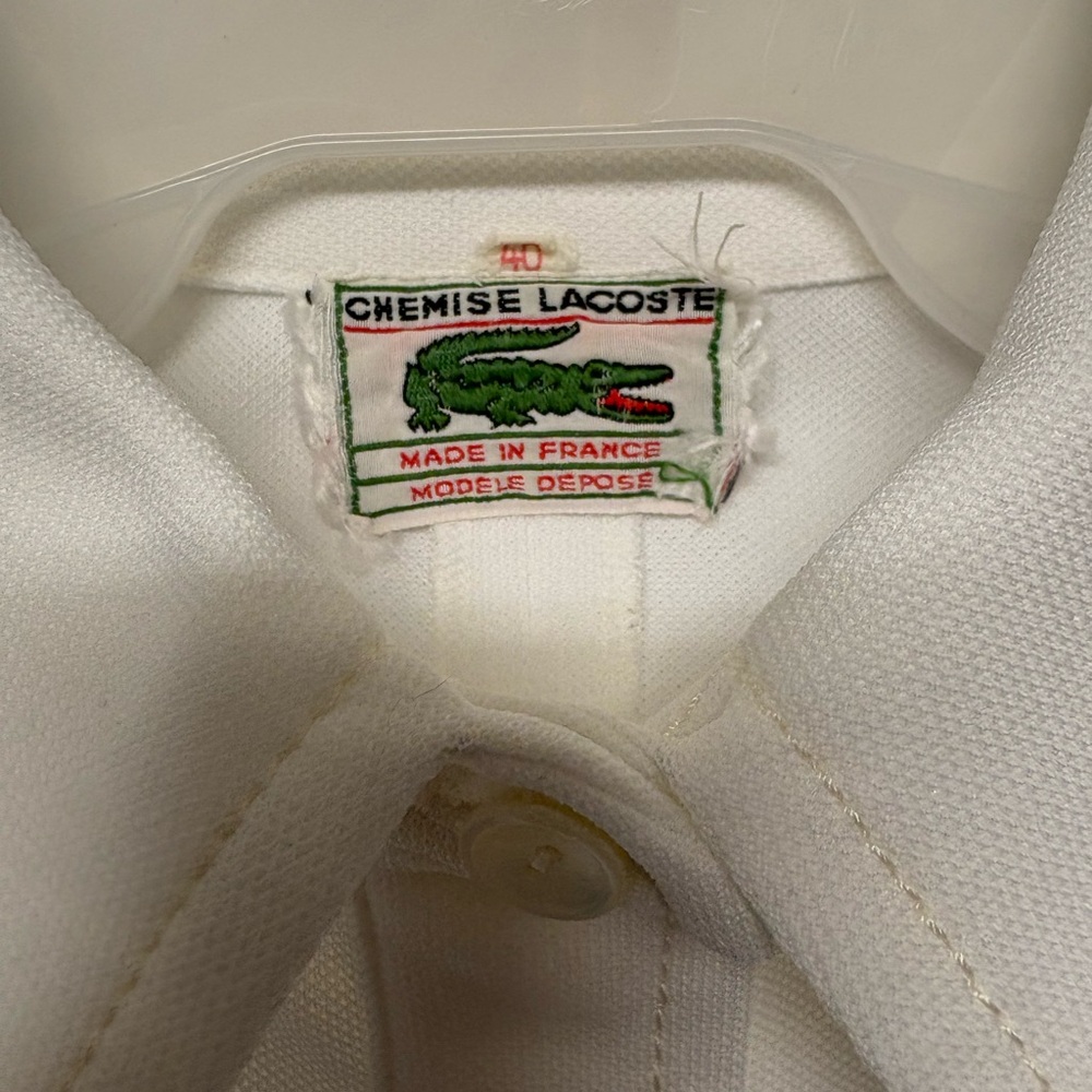 Vintage Lacoste white polo shirt size 40 EU / large gray crocodile - Picture 3 of 13
